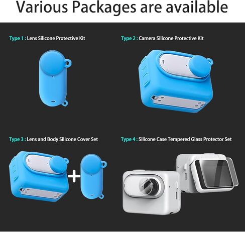 حافظة واقية من السيليكون لكاميرا insta360 GO3 مع ملحقات عدسة زجاجية مقواة (أزرق) in Kuwait