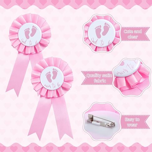 ريموولي مجموعة زينة حفلات استقبال المولود الجديد مكونة من 4 قطع من وشاح وتاج بلون زهري مطبوع عليه عبارة «Mom to Be » «Mom to Be»، تاج لامع لحفلات استقبال المولود الجديد، تاج لامع للأم والأب ليكون وزر in Kuwait