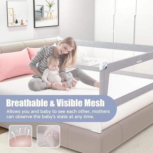 Upgrade Bed Rail for Toddlers, Extra Long Toddler Bed Rails, Height Adjustable Baby Bed Rail Guard, Bed Rails for Queen King Full Twin Mattress, with Child Safety Lock, (1 Side, 79") in Kuwait