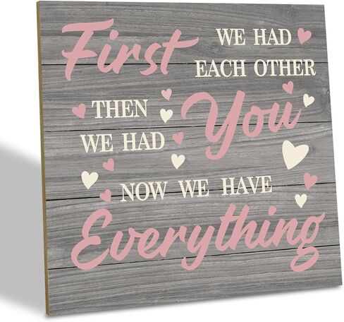 Nursery Decor, Wood Plaque Table Art Sign 6.2 * 6.2inch, Farmhouse Decor for Baby Nursery, Sweet Home Decor, Gift for New Parents to Be, First We Had Each Other Then We Had You Now We Have Everything in Saudi Arabia