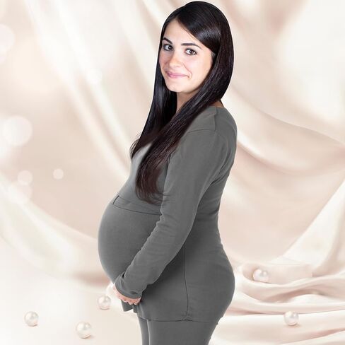 Cutecrop 3 Set Women Maternity Nursing Thermal Underwear Set Postpartum Pajamas, Long Sleeve Maternity Underwear Breastfeeding Maternity Clothing Sets Top Bottom Base Layer for Pregnancy, One Size in Saudi Arabia