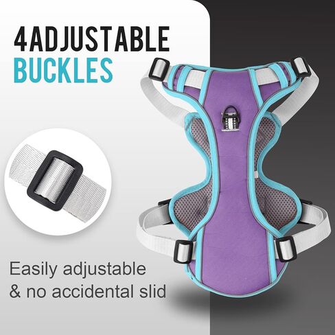 WENDISI عدم سحب الكلب تسخير، عاكس سترة الكلب تسخير مع الأمام والخلف 2 مقاطع المقود، أكسفورد الحيوانات الأليفة تسخير قابل للتعديل لينة مبطن الكلب سترة مع مقبض تحكم سهل للكلاب الصغيرة والمتوسطة الكبيرة in Kuwait