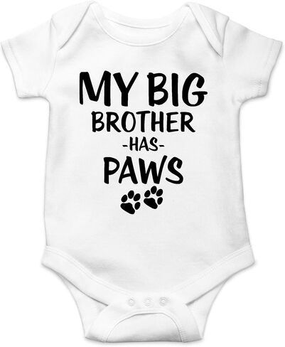 AW Fashions My Big Brother Has Paws - Animal Lover - Cute One-Piece Infant Baby Bodysuit in Saudi Arabia