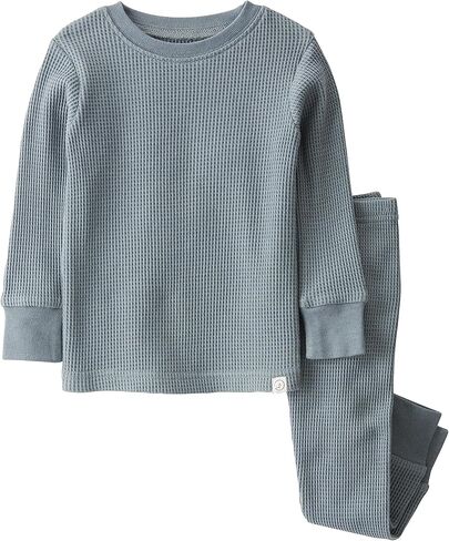 little planet by carter's Unisex Baby Organic Cotton 2-Piece Pajama Sets, Waffle Knit Sage Blue, 12 Months in Kuwait