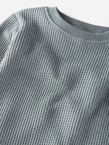 little planet by carter's Unisex Baby Organic Cotton 2-Piece Pajama Sets, Waffle Knit Sage Blue, 12 Months in Kuwait