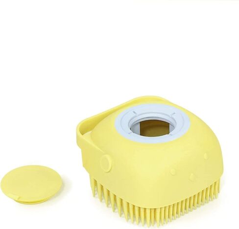Jacobs Cave Pet Shampoo Massage Brush Silicone 2 in 1 easy clean Dog Cat scrubbing bath time (Pink) (Yellow) in Saudi Arabia