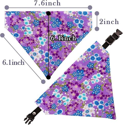 PET SHOW 4Pcs Small Dog Bandanas Slide on Collar Set Washable Cherry Blossoms Puppies Cat Bandanas Bibs Slip Through Collar Accessories for Boy Girl Small Medium Dogs Attach to Pet Collar in Saudi Arabia