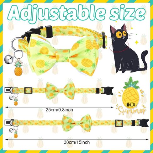 6 Pieces Breakaway Cat Collar with Removable Bow Tie and Bell for Girl Boy Cats Kitten Collar with Cute Bowtie Holiday Safety Cat Collar with Buckle Adjustable Summer Fruit Collar (Small) in Saudi Arabia