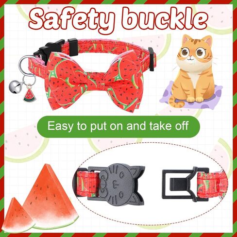 6 Pieces Breakaway Cat Collar with Removable Bow Tie and Bell for Girl Boy Cats Kitten Collar with Cute Bowtie Holiday Safety Cat Collar with Buckle Adjustable Summer Fruit Collar (Small) in Saudi Arabia