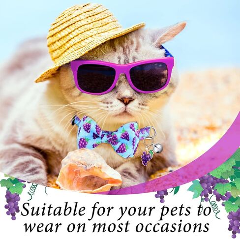 6 Pieces Breakaway Cat Collar with Removable Bow Tie and Bell for Girl Boy Cats Kitten Collar with Cute Bowtie Holiday Safety Cat Collar with Buckle Adjustable Summer Fruit Collar (Small) in Saudi Arabia