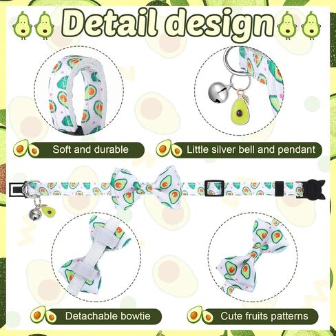 6 Pieces Breakaway Cat Collar with Removable Bow Tie and Bell for Girl Boy Cats Kitten Collar with Cute Bowtie Holiday Safety Cat Collar with Buckle Adjustable Summer Fruit Collar (Small) in Saudi Arabia