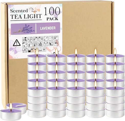 50 عبوة من شموع Tealight المعطرة باللافندر في كوب شفاف، شمعة نذرية من الشمع الأرجواني لأعياد الميلاد وحفلات الزفاف والكنائس والذكرى السنوية والمزيد (8 ساعات) in Saudi Arabia