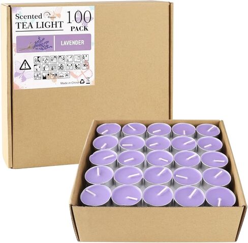50 عبوة من شموع Tealight المعطرة باللافندر في كوب شفاف، شمعة نذرية من الشمع الأرجواني لأعياد الميلاد وحفلات الزفاف والكنائس والذكرى السنوية والمزيد (8 ساعات) in Saudi Arabia
