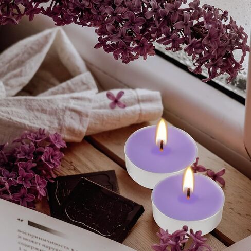 50 عبوة من شموع Tealight المعطرة باللافندر في كوب شفاف، شمعة نذرية من الشمع الأرجواني لأعياد الميلاد وحفلات الزفاف والكنائس والذكرى السنوية والمزيد (8 ساعات) in Saudi Arabia