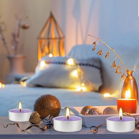 50 عبوة من شموع Tealight المعطرة باللافندر في كوب شفاف، شمعة نذرية من الشمع الأرجواني لأعياد الميلاد وحفلات الزفاف والكنائس والذكرى السنوية والمزيد (8 ساعات) in Saudi Arabia