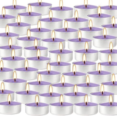 50 عبوة من شموع Tealight المعطرة باللافندر في كوب شفاف، شمعة نذرية من الشمع الأرجواني لأعياد الميلاد وحفلات الزفاف والكنائس والذكرى السنوية والمزيد (8 ساعات) in Saudi Arabia