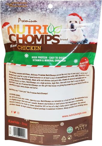 مضغ NutriChomps للكلاب، ضفائر للعطلات مقاس 6 بوصات، نعناع، ​​4 قطع، أحمر/أخضر in Kuwait