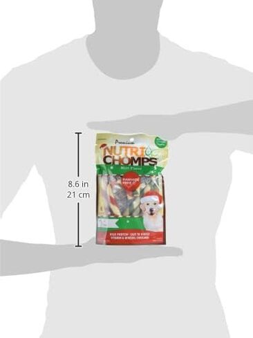 مضغ NutriChomps للكلاب، ضفائر للعطلات مقاس 6 بوصات، نعناع، ​​4 قطع، أحمر/أخضر in Kuwait