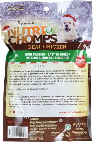 مضغ NutriChomps للكلاب، ضفائر للعطلات مقاس 6 بوصات، نعناع، ​​4 قطع، أحمر/أخضر in Kuwait