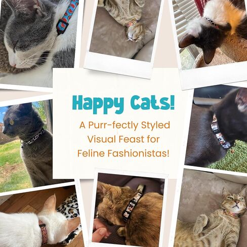 طوق للقطط من كوكي باوز قابل للفصل مع جرس - عبوتان من أطواق القطط اللطيفة للقطط الأولاد والقطط البنات، طوق قطط قابل للتعديل، أبازيم أمان سريعة الفك | 2 قطعة | البطيخ - كسورية in Kuwait