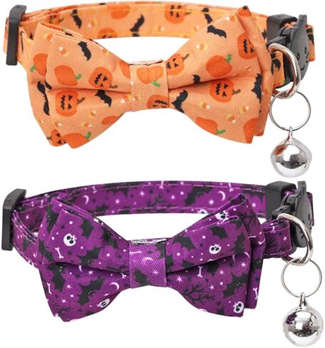 Christmas Cat Collar Halloween Thanksgiving Day Fall Breakaway with Cute Bow Tie and Bell for Kitty Adjustable Safety Plaid in Kuwait