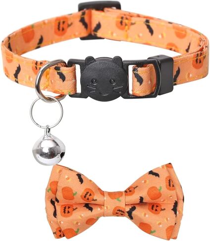 Christmas Cat Collar Halloween Thanksgiving Day Fall Breakaway with Cute Bow Tie and Bell for Kitty Adjustable Safety Plaid in Kuwait