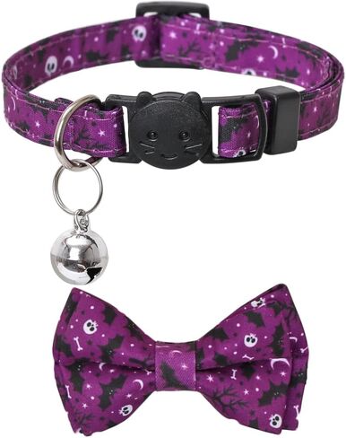 Christmas Cat Collar Halloween Thanksgiving Day Fall Breakaway with Cute Bow Tie and Bell for Kitty Adjustable Safety Plaid in Kuwait