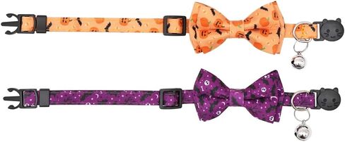 Christmas Cat Collar Halloween Thanksgiving Day Fall Breakaway with Cute Bow Tie and Bell for Kitty Adjustable Safety Plaid in Kuwait