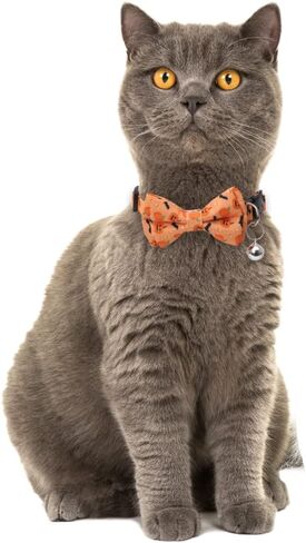 Christmas Cat Collar Halloween Thanksgiving Day Fall Breakaway with Cute Bow Tie and Bell for Kitty Adjustable Safety Plaid in Kuwait