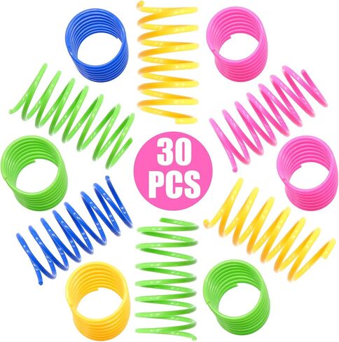 JJYHEHOT 30 قطعة ألعاب زنبركية للقطط، لعبة لفائف زنبركية ملونة للقطط الداخلية، زنبركات حلزونية كلاسيكية للقطط الصغيرة، العض، الصيد in Kuwait