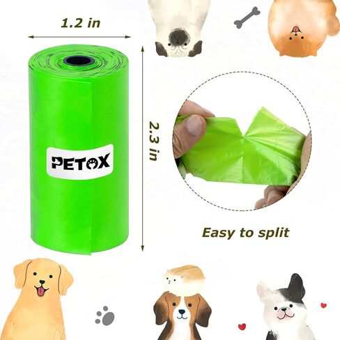 PETOX Poop Bags for Dog (Rainbow),100% Compostable - 38% Biobased Poop Bags, Eco-friendly,Leak Proof,Dog Waste Bags Refill Rolls with 2 Free Dispenser (Unscented) - 12.6x8.7 in - 560 Count in Kuwait