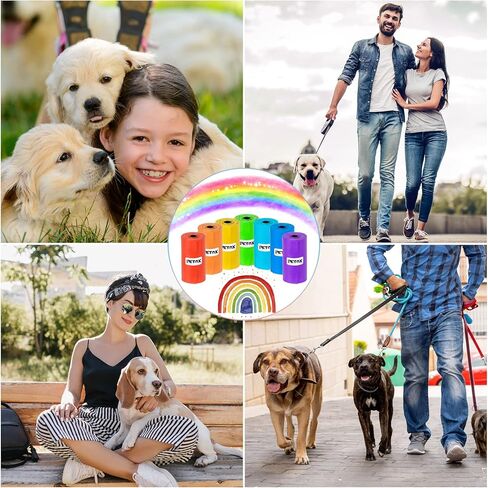 PETOX Poop Bags for Dog (Rainbow),100% Compostable - 38% Biobased Poop Bags, Eco-friendly,Leak Proof,Dog Waste Bags Refill Rolls with 2 Free Dispenser (Unscented) - 12.6x8.7 in - 560 Count in Kuwait
