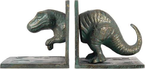 MyGift Dinosaur Bookends, Vintage Cast Iron Tyrannosaurus T-Rex Shaped Design Decorative Book Holder Support, 2 Piece Set in Kuwait