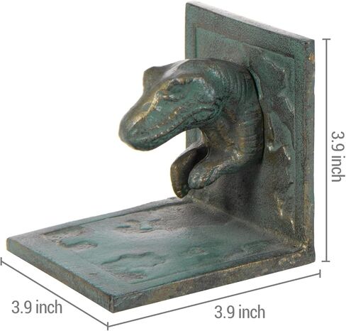 MyGift Dinosaur Bookends, Vintage Cast Iron Tyrannosaurus T-Rex Shaped Design Decorative Book Holder Support, 2 Piece Set in Kuwait