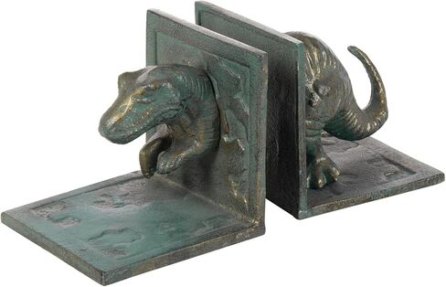 MyGift Dinosaur Bookends, Vintage Cast Iron Tyrannosaurus T-Rex Shaped Design Decorative Book Holder Support, 2 Piece Set in Kuwait