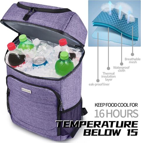 BAGLHER Lightweight Insulated Cooler Backpack - 30 Cans, Leak-Proof for Lunch, Picnic, Hiking, Camping Trips in Kuwait