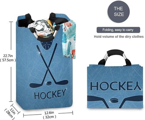 senya Large Storage Basket with Handles Collapsible Organizer Bin Laundry Hamper for Nursery Clothes Toys, Ice Hockey Sticks and Puck in Saudi Arabia