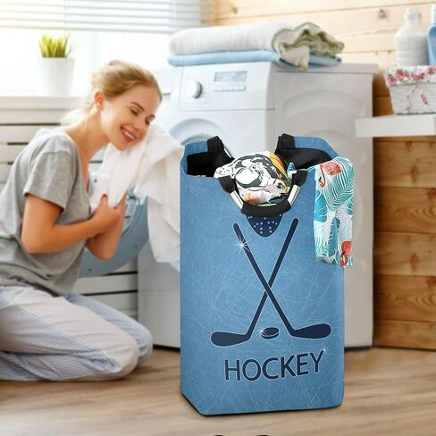 senya Large Storage Basket with Handles Collapsible Organizer Bin Laundry Hamper for Nursery Clothes Toys, Ice Hockey Sticks and Puck in Saudi Arabia