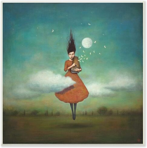 Stupell Industries Fluffy Clouds Surrounding Floating Woman Red Dress, Design by Duy Huynh in Saudi Arabia