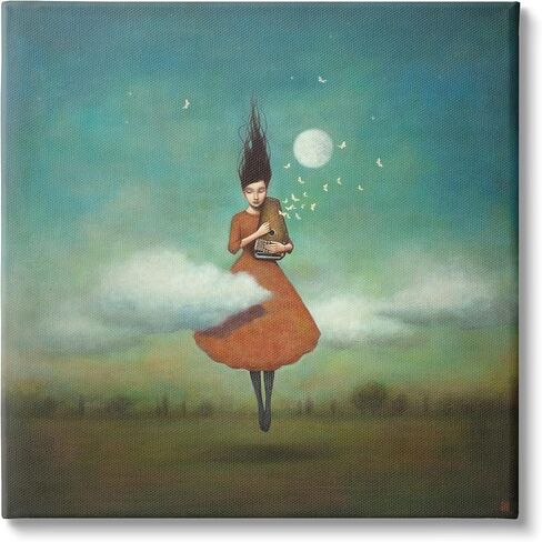 Stupell Industries Fluffy Clouds Surrounding Floating Woman Red Dress, Design by Duy Huynh in Saudi Arabia