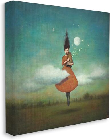 Stupell Industries Fluffy Clouds Surrounding Floating Woman Red Dress, Design by Duy Huynh in Saudi Arabia