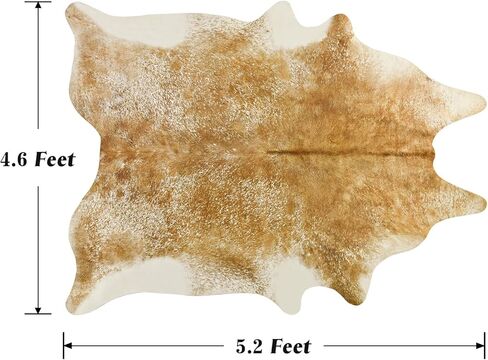 Rtizon Faux Cowhide Rug for Living Room, 4.6 x 5.2 Feet Khaki, Cow Print Skins Rug for Bedroom, Durable Premium Faux Fur Animal Cow Hide Rugs Carpet for Western Decor in Kuwait