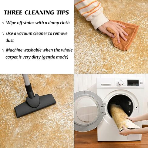 Rtizon Faux Cowhide Rug for Living Room, 4.6 x 5.2 Feet Khaki, Cow Print Skins Rug for Bedroom, Durable Premium Faux Fur Animal Cow Hide Rugs Carpet for Western Decor in Kuwait