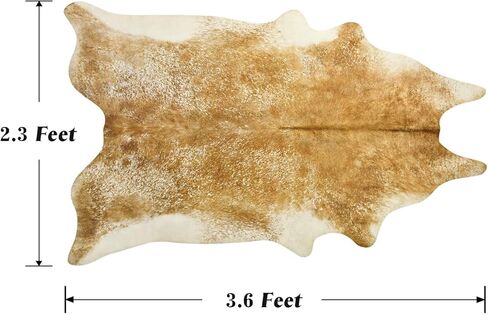 Rtizon Faux Cowhide Rug for Living Room, 4.6 x 5.2 Feet Khaki, Cow Print Skins Rug for Bedroom, Durable Premium Faux Fur Animal Cow Hide Rugs Carpet for Western Decor in Kuwait
