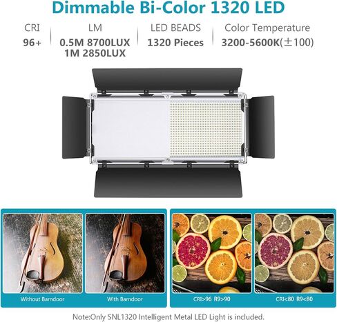 نيوير مصباح فيديو LED 1320 مع نظام تحكم ذكي عبر التطبيق، قابل للتعتيم 3200-5600 كلفن، مجموعة اضاءة تصوير فوتوغرافية ثنائية اللون لاستوديو يوتيوب مع شاشة LCD، هيكل معدني in Kuwait