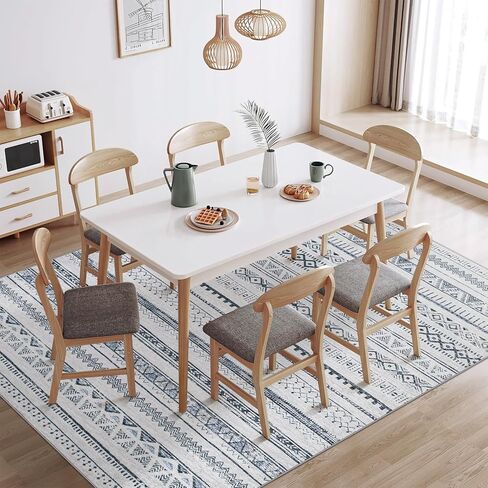 Area Rugs 8x10 Living Room Rug, Machine Washable Rug Soft Large Area Rug with Anti-Slip Backing Stain-Resistant, Modern Geometric Indoor Floor Carpet for Bedroom Dining Room Nursery-Blue in Kuwait