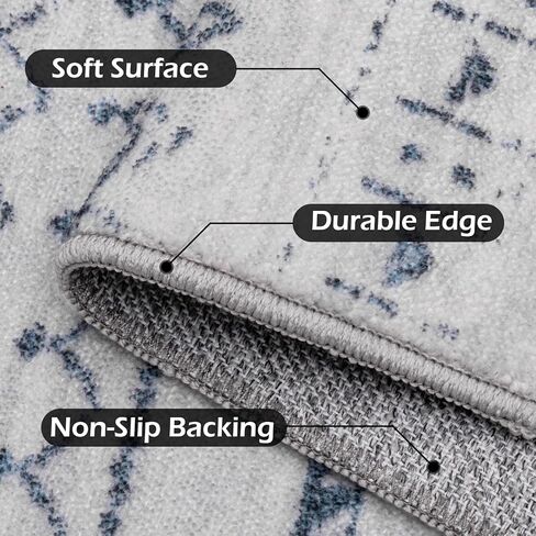 Area Rugs 8x10 Living Room Rug, Machine Washable Rug Soft Large Area Rug with Anti-Slip Backing Stain-Resistant, Modern Geometric Indoor Floor Carpet for Bedroom Dining Room Nursery-Blue in Kuwait