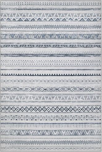 Area Rugs 8x10 Living Room Rug, Machine Washable Rug Soft Large Area Rug with Anti-Slip Backing Stain-Resistant, Modern Geometric Indoor Floor Carpet for Bedroom Dining Room Nursery-Blue in Kuwait