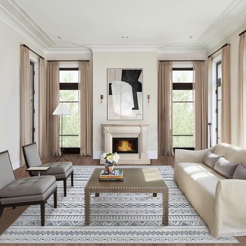 Area Rugs 8x10 Living Room Rug, Machine Washable Rug Soft Large Area Rug with Anti-Slip Backing Stain-Resistant, Modern Geometric Indoor Floor Carpet for Bedroom Dining Room Nursery-Blue in Kuwait