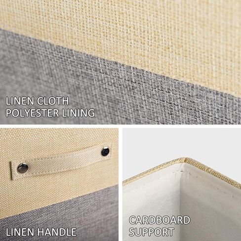 صناديق تخزين قابلة للطي مقاس 13 × 13 مكعبات تخزين من القماش وسلال تخزين من الكتان للأرفف ودرج بمقابض لتنظيم الخزانة وغرفة المرافق وغرفة التخزين والحضانة وغرفة النوم مكونة من 4 قطع باللون الأبيض والأزرق الداكن in Kuwait